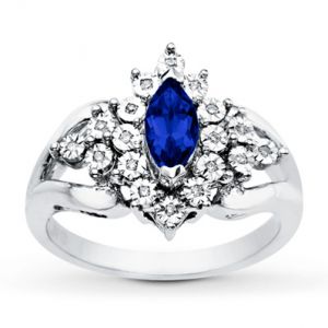 Kay Jewelers Lab-Created Sapphire Ring unusual style Diamonds Sterling Silver- Sapphire.jpg